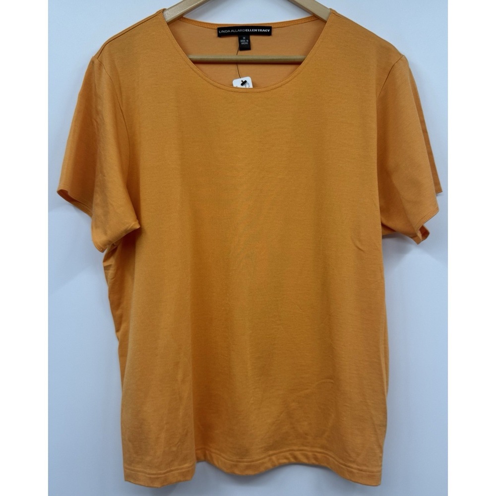 Linda Allard Ellen Tracy Orange Short Sleeve Cotton Blend Top Plus SZ 1X NWT